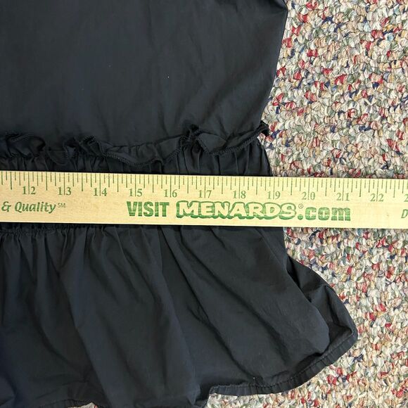 Corey Lynn Calter NWOT Peggy Black Cotton Puff Sleeve Popover Peplum Top Size L - Picture 11 of 12